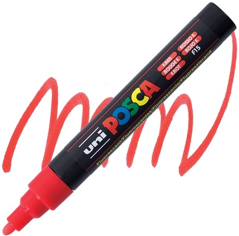 UNİ POSTER MARKÖRÜ POSCA 1.8-2.5 PC-5M FOSFORLU KIRMIZI