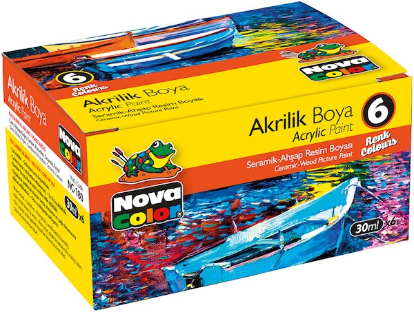 NOVA COLOR AKRİLİK BOYA ŞİŞE 30 CC SET 6 LI NC-180