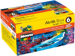 NOVA COLOR AKRİLİK BOYA ŞİŞE 30 CC SET 6 LI NC-180