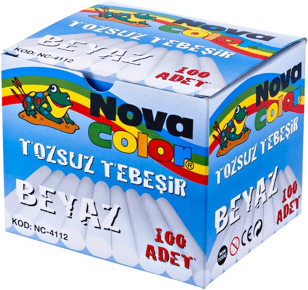 NOVA COLOR TEBEŞİR 100 LÜ BEYAZ TOZSUZ NC-4112