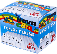 NOVA COLOR TEBEŞİR 100 LÜ BEYAZ TOZSUZ NC-4112