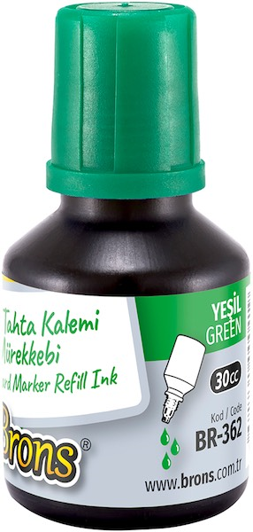 BRONS BEYAZ TAHTA KALEMİ  MÜREKKEBİ  30 CC YEŞİL BR-362