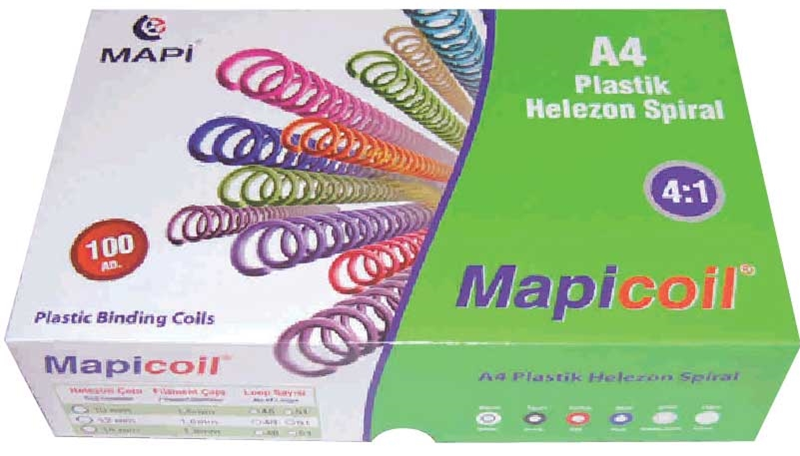 MAPİ SPİRAL PLASTİK HELEZON 4:1 25MM ŞEFFAF 50 ADET 48 LOP 2352504