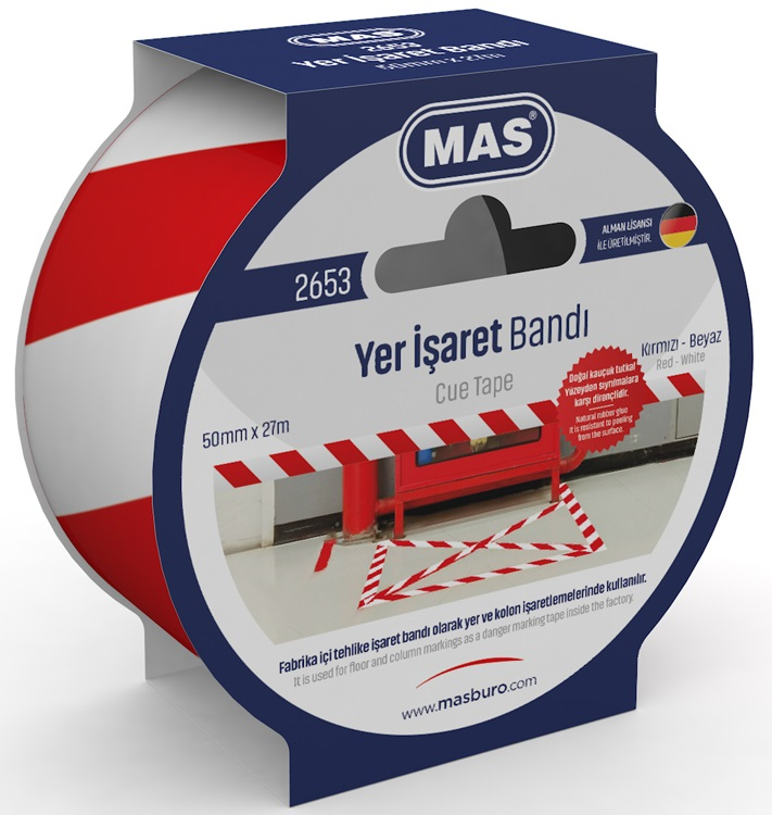 MAS YER İŞARET BANDI 50MM X 27M 2653 KIRMIZI & BEYAZ