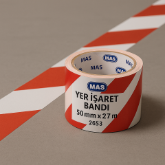 MAS YER İŞARET BANDI 50MM X 27M 2653 KIRMIZI & BEYAZ