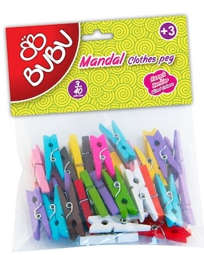 BU-BU MANDAL 3CM 40'LI RENKLİ BUBU-HS0005