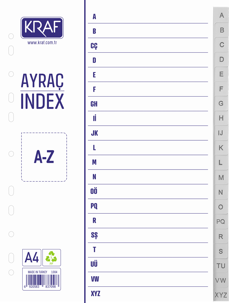 Separatör Harfler (a-z)