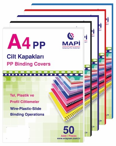 MAPİ CİLT KAPAĞI PP A4 450 MİC. BEYAZ 50Lİ 2042500