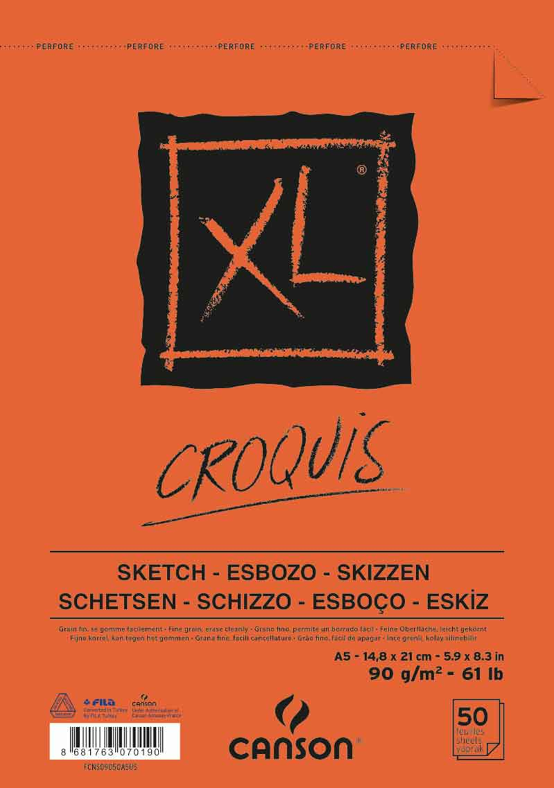 CANSON RESİM ve ÇİZİM BLOĞU XL CROQUIS SPİRALLİ A5 90 GR 50 SF FCNSO9050A5US
