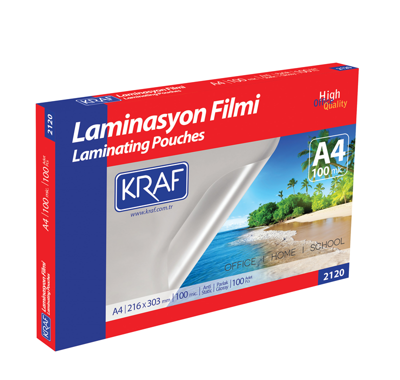 KRAF LAMİNASYON FİLMİ PARLAK A4 100 Mic.100 LÜ 2120
