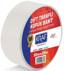 KRAF ÇİFT TARAFLI KÖPÜK BANT 50mm x 5m 5050G