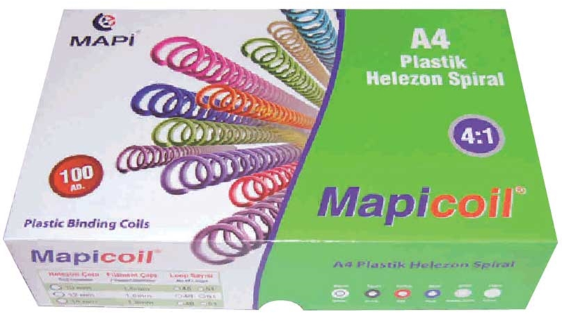 MAPİ SPİRAL PLASTİK HELEZON 4:1 16MM ŞEFFAF 100 ADET 48 LOP 2351604