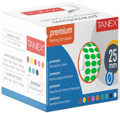 TANEX NOKTA ETİKETİ 25 MM 2500 LÜ YEŞİL TEKLİ KUTU