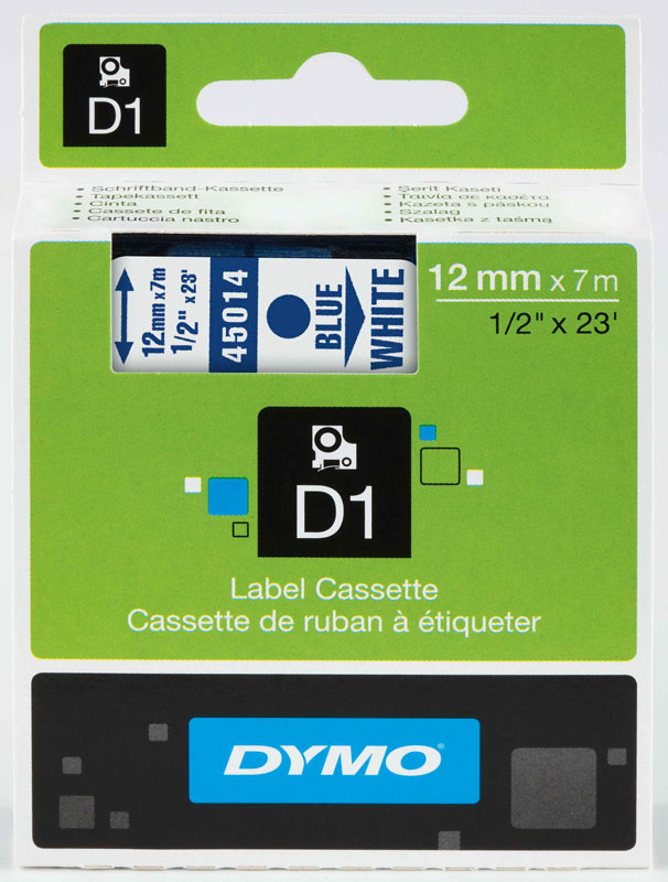 DYMO ŞERİT D1 12MM x 7MT BEYAZ/MAVİ 720540 45014