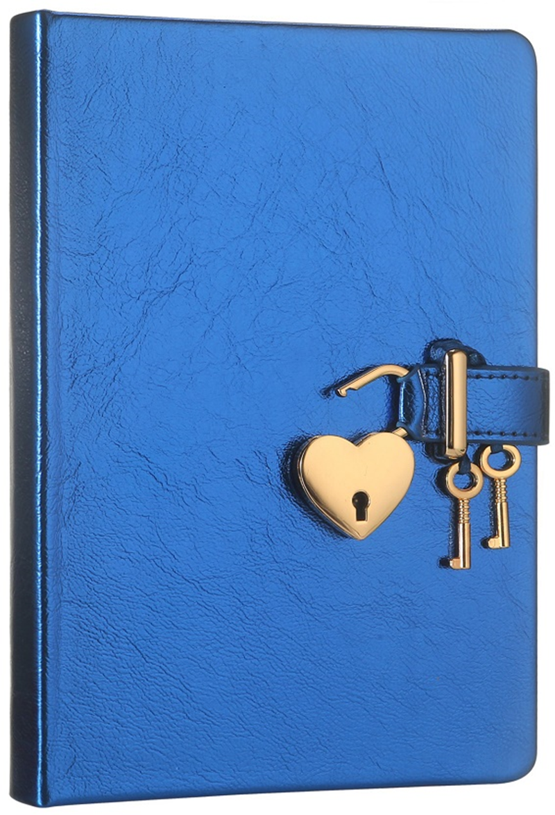 VJ DEFTER HUSH HUSH KİLİTLİ METALİK KUTULU 13x18 Cm. 80 Gr. 160 YP. DÜZ MAVİ 4402