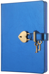 VJ DEFTER HUSH HUSH KİLİTLİ METALİK KUTULU 13x18 Cm. 80 Gr. 160 YP. DÜZ MAVİ 4402