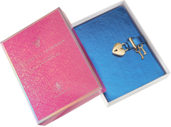 VJ DEFTER HUSH HUSH KİLİTLİ METALİK KUTULU 13x18 Cm. 80 Gr. 160 YP. DÜZ MAVİ 4402