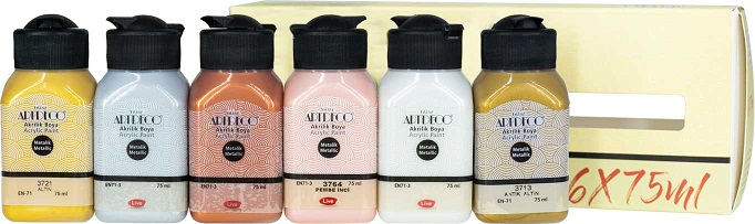 ARTDECO AKRİLİK BOYA SETİ 6x75 ML METALİK RENKLER Y-070I-AS3