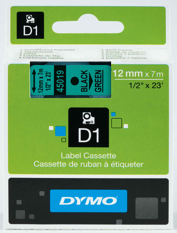 DYMO ŞERİT D1 12MM x 7MT YEŞİL/SİYAH 720590 45019