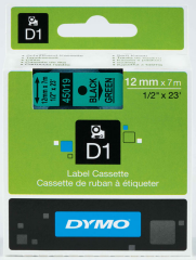 DYMO ŞERİT D1 12MM x 7MT YEŞİL/SİYAH 720590 45019