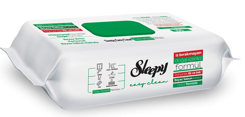 SLEEPY EASY CLEAN YÜZEY TEMİZLİK HAVLUSU 100 LÜ BEYAZ SABUN KATKILI (YEŞİL)
