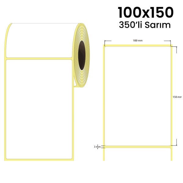 100x150mm. 350'Lİ SARIM TERMAL RULO ETİKET