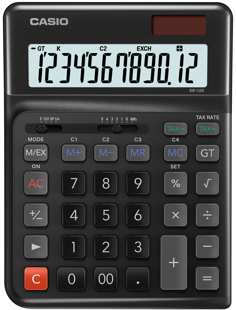 CASIO HESAP MAKİNESİ MASAÜSTÜ DE-12E-BK-W-DP