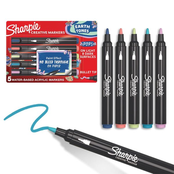 SHARPIE AKRİLİK MARKÖR YUVARLAK UÇ DOĞA TONLARI 5Lİ 2213380