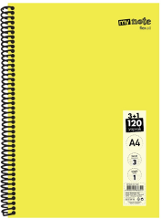 MYNOTE DEFTER FLEX KONULU PP KAPAK SPİRALLİ A4 3+1 120 YP MFXKO-3+1-120