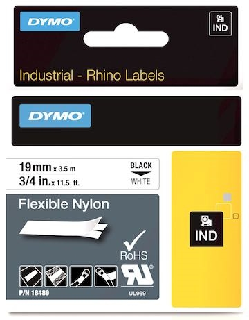 DYMO ŞERİT RHİNOPRO 19MM x 3.5MT BEYAZ/SİYAH 18489