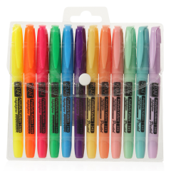 340/345-12 (6 PASTEL 6 PARLAK RENK) Fosforlu Kalem 12'li