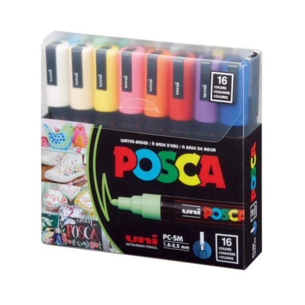 UNİ POSTER MARKÖRÜ POSCA 0.9-1.3 PC-3M/16C 16 LI