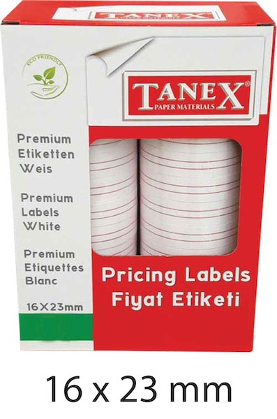 TANEX MOTEX ETİKET 16X23 ÇİZGİLİ BEYAZ 1000 Lİ