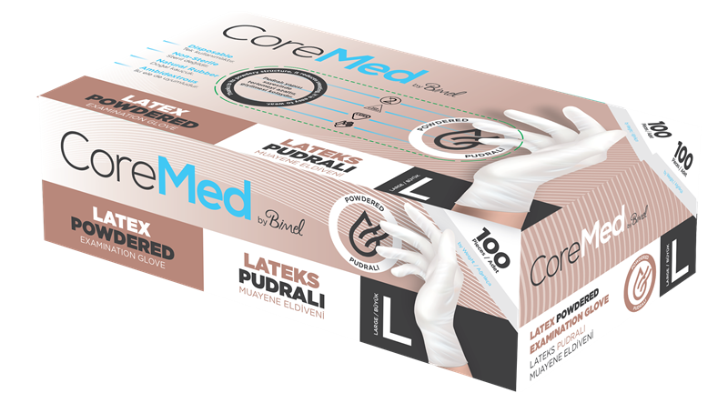 COREMED MUAYENE ELDİVENİ LATEKS PUDRALI TG 100 ADET (L)