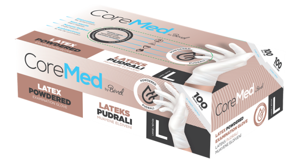 COREMED MUAYENE ELDİVENİ LATEKS PUDRALI TG 100 ADET (L)