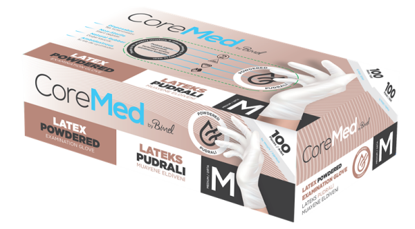 COREMED MUAYENE ELDİVENİ LATEKS PUDRALI TG 100 ADET (M)