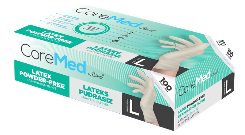 COREMED MUAYENE ELDİVENİ LATEKS PUDRASIZ TG 100 ADET (L)