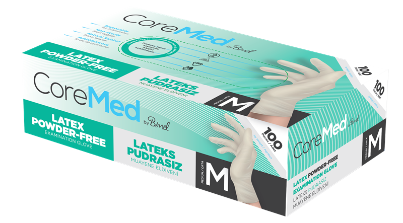 COREMED MUAYENE ELDİVENİ LATEKS PUDRASIZ TG 100 ADET (M)