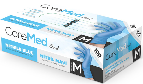 COREMED MUAYENE ELDİVENİ NİTRİL MAVİ TG 100 ADET (M)