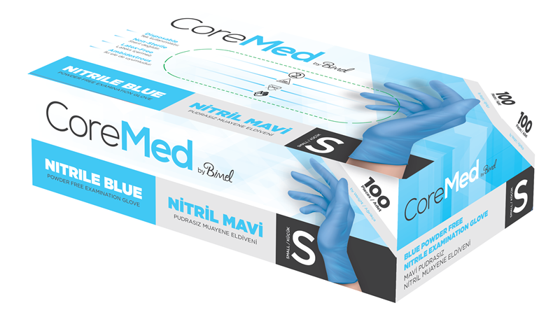 COREMED MUAYENE ELDİVENİ NİTRİL MAVİ TG 100 ADET (S)