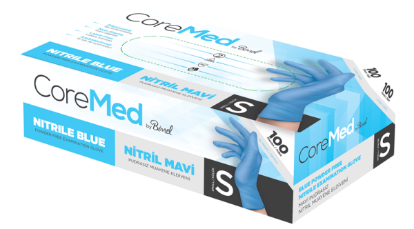 COREMED MUAYENE ELDİVENİ NİTRİL MAVİ TG 100 ADET (S)