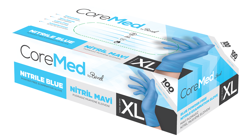 COREMED MUAYENE ELDİVENİ NİTRİL MAVİ TG 100 ADET (XL)