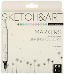 BRUNO VISCONTI TWIN MARKER SKETCH & ART 12 RENK BAHAR PEYZAJI 22-0076/08