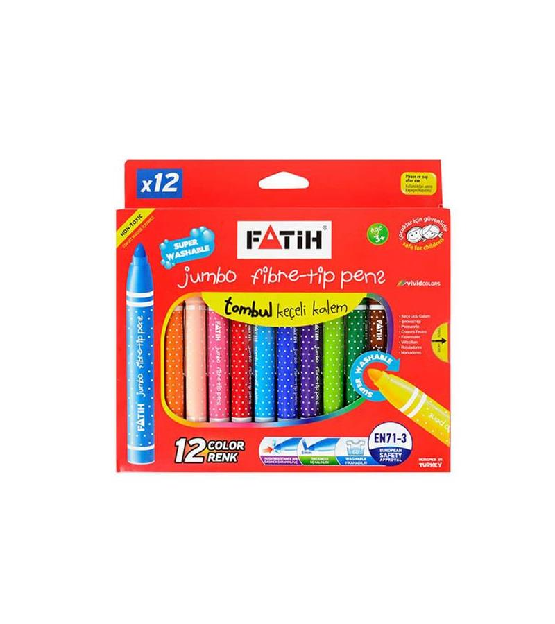 FATİH JUMBO KEÇELİ 12 RENK BOYA KALEMİ 34260