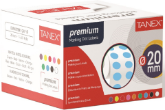 TANEX NOKTA ETİKETİ 20 MM 2500 LÜ MAVİ TEKLİ KUTU