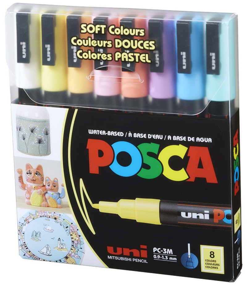 UNİ POSTER MARKÖRÜ POSCA 0.9-1.3 PC-3M/8C SC SOFT RENK 8 Lİ