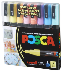 UNİ POSTER MARKÖRÜ POSCA 0.9-1.3 PC-3M/8C SC SOFT RENK 8 Lİ