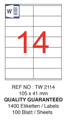 TANEX LASER ETİKET TW-2114 105 X 41 MM ( 14 ) 100 LÜ