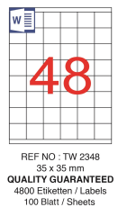 TANEX LASER ETİKET TW-2348 35 X 35 MM ( 48 ) 100 LÜ