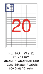 TANEX LASER ETİKET TW-2120 31 X 14 MM 100 LÜ